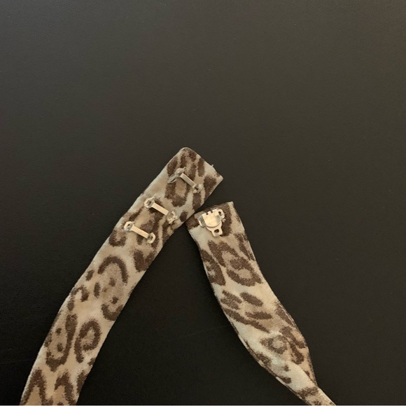 Phoebe Couture black and leopard print halter top A-line dress. - Picture 5 of 16